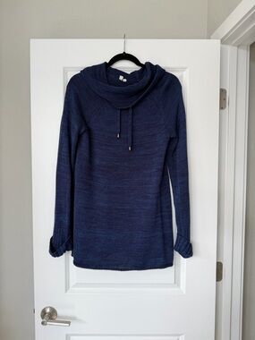 Cable & Gauge Navy Cowl Neck Pullover Sweater